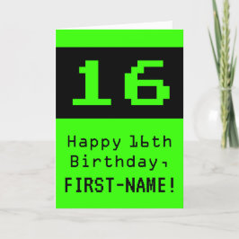 16. Geburtstag: Nerdy / Geeky Style "16" und Name Karte