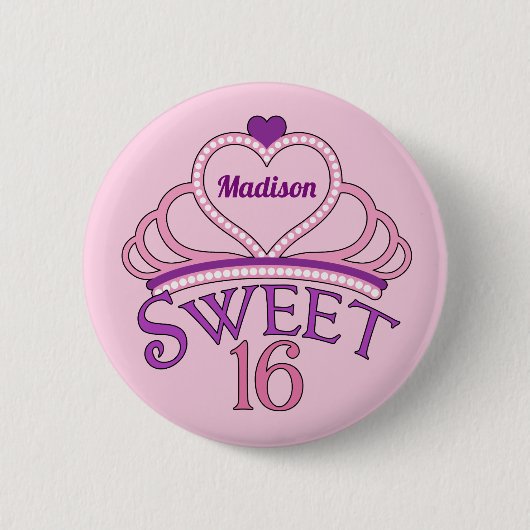 16 . Geburtstag Niedlich Tiara Birthday Girl Button (Vorderseite)