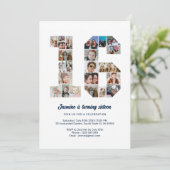 16. Geburtstag Nr. 16 Custom Foto Collage Einladung (Stehend Vorderseite)