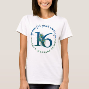 16. Geburtstag oder Jubiläum Pfauenfedern T-Shirt