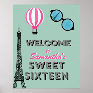 16 . Geburtstag Paris Geburtstag Begrüßungszeichen Poster