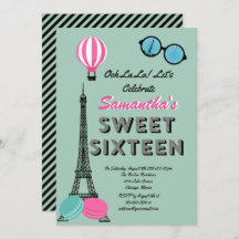 16 . Geburtstag Paris Happy Birthday Invitation Ca