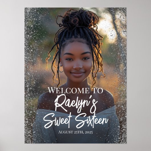 16 . Geburtstag Party Begrüßungszeichen mit Foto Poster (Vorne)