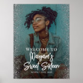 16 . Geburtstag Party Begrüßungszeichen mit Foto Poster (Vorne)