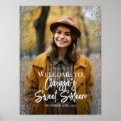 16 . Geburtstag Party Begrüßungszeichen mit Foto Poster (Vorne)