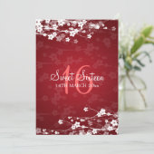 16 . Geburtstag Party Cherry Blossom Rot Einladung (Stehend Vorderseite)
