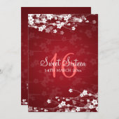 16 . Geburtstag Party Cherry Blossom Rot Einladung (Vorne/Hinten)