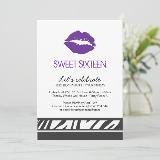 16 . Geburtstag Party Einladung (Stehend Vorderseite)