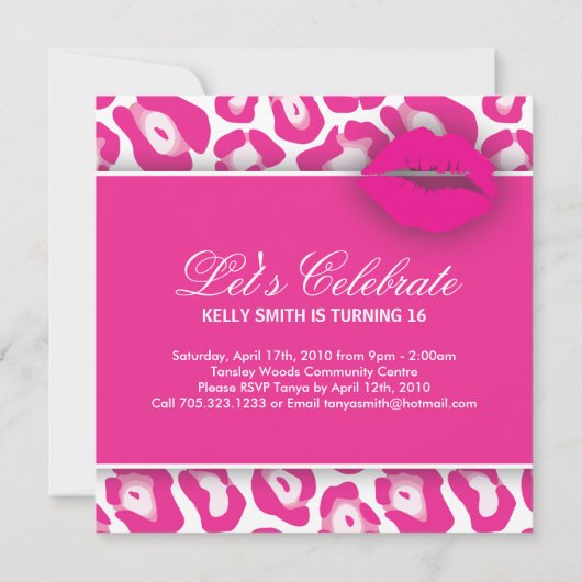 16. Geburtstag-Party Einladung (Rückseite)