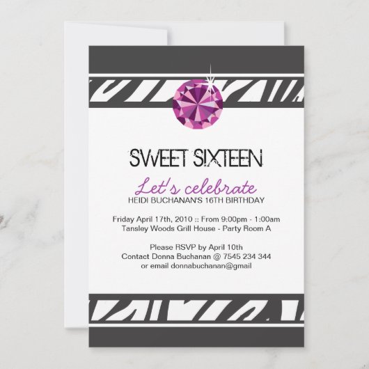 16 . Geburtstag Party Einladung (Vorderseite)