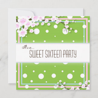 16 . Geburtstag-Party Einladung - Grünes Rosa - Pu