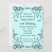 16 . Geburtstag-Party Einladungen mit blauem und s (Rückseite)