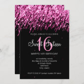 16 . Geburtstag Party Fallende Sterne rosa Einladung (Vorne/Hinten)