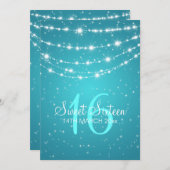 16. Geburtstag-Party-funkelndes Kettenblau Einladung (Vorne/Hinten)