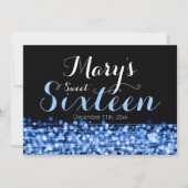 16 . Geburtstag Party Glitzern & Lights Blue Einladung (Rückseite)