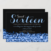 16 . Geburtstag Party Glitzern & Lights Blue Einladung (Vorne/Hinten)