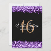 16. Geburtstag-Party-Glitzern lila Einladung (Rückseite)