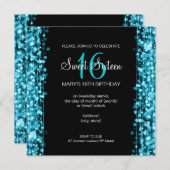 16 . Geburtstag Party Glitzern Türkis Einladung (Vorne/Hinten)