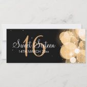 16 . Geburtstag Party Glow & Sparkasse Gold Einladung (Rückseite)