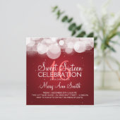 16 . Geburtstag Party Glow & Sparkle Red Einladung (Stehend Vorderseite)