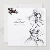 16 GEBURTSTAG PARTY MONOGRAM Red Black Wirbel Einladung (Rückseite)