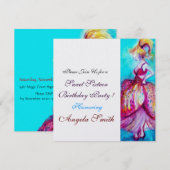 16 . GEBURTSTAG PARTY Rosa blaues Turqueteis Einladung (Vorne/Hinten)