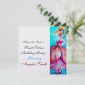 16 . GEBURTSTAG PARTY Rosa blaues Turqueteis Einladung (Stehend Vorderseite)