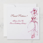 16 . GEBURTSTAG PARTY, rosa, rosa Einladung (Vorderseite)