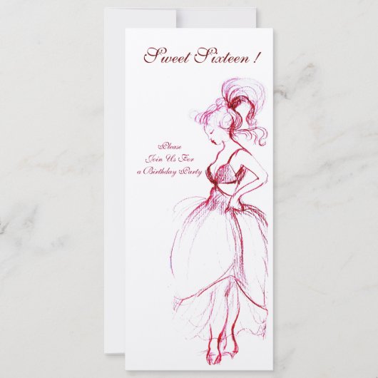 16 . GEBURTSTAG PARTY, rosa, rosa, gespürt Einladung (Vorderseite)
