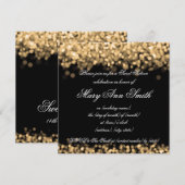 16 . Geburtstag Party Schimmern Goldlichter Einladung (Vorne/Hinten)