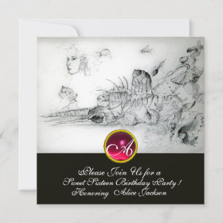 16 . GEBURTSTAG-PARTY SEASHELLS, Ruby Monogram Einladung