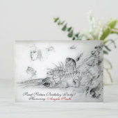 16 . GEBURTSTAG-PARTY SEASHELLS, Ruby Monogram Einladung (Stehend Vorderseite)