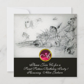 16 . GEBURTSTAG-PARTY SEASHELLS, Ruby Monogram Ice Einladung