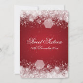 16 . Geburtstag Party Sparkling Nacht 2 Rot Einladung (Rückseite)