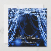 16 . Geburtstag Party String Lights Blau Einladung (Rückseite)