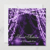 16 . Geburtstag Party String Lights Lila Einladung (Rückseite)