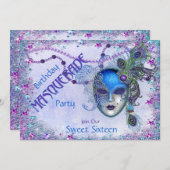 16 . Geburtstag Peacock Masquerade Party Einladung (Vorne/Hinten)