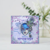 16 . Geburtstag Peacock Masquerade Party Einladung (Stehend Vorderseite)