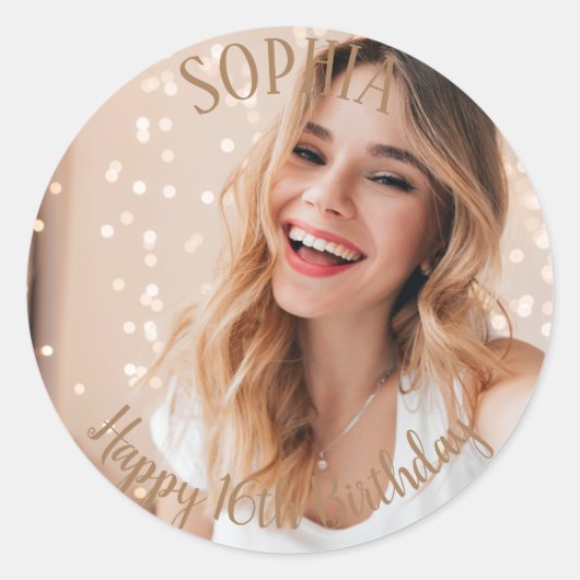 16. Geburtstag personalisiertes Party Tasche Runder Aufkleber (Vorderseite)