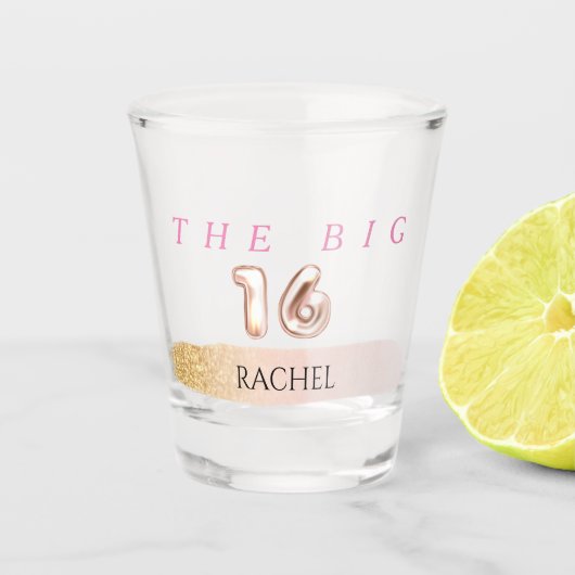 16. Geburtstag Personalisiertes Shot Glass Schnapsglas (Vorderseite)