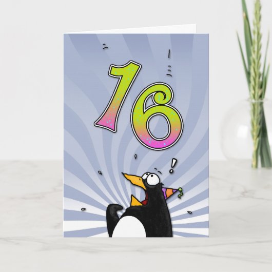16. Geburtstag - Pinguin-Überraschungskarte Karte (Vorderseite)