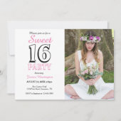 16 . Geburtstag Pink 16. Geburtstag Foto Einladung (Vorderseite)