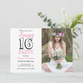 16 . Geburtstag Pink 16. Geburtstag Foto Einladung (Stehend Vorderseite)