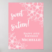 16 . Geburtstag Pink 16. Geburtstagsparty Poster (Vorne)