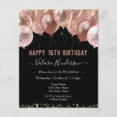 16. Geburtstag Pink Balloons (Vorderseite)