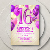16. Geburtstag Pink Balloons Einladung