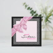 16 . Geburtstag Pink Black Birthday Party Einladung (Stehend Vorderseite)