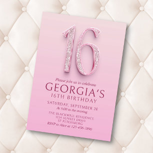 16. Geburtstag Pink Diamonds Einladung