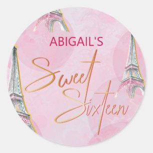 16 . Geburtstag Pink Gold Paris Eiffelturm Sticker