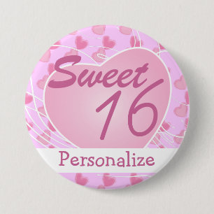 16 . Geburtstag Pink Hearts Geburtstag personalisi Button
